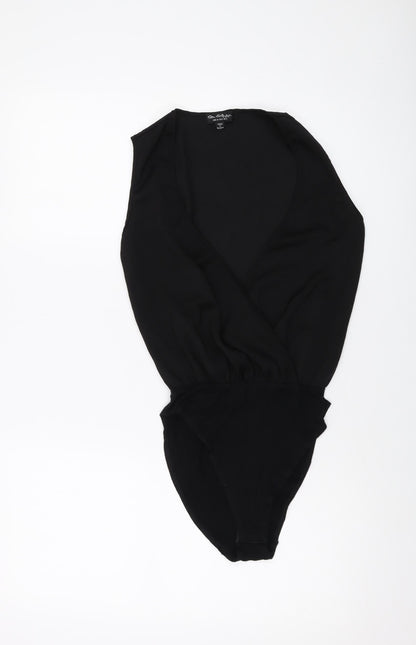 Miss Selfridge Womens Black Polyester Bodysuit One-Piece Size 4 Snap