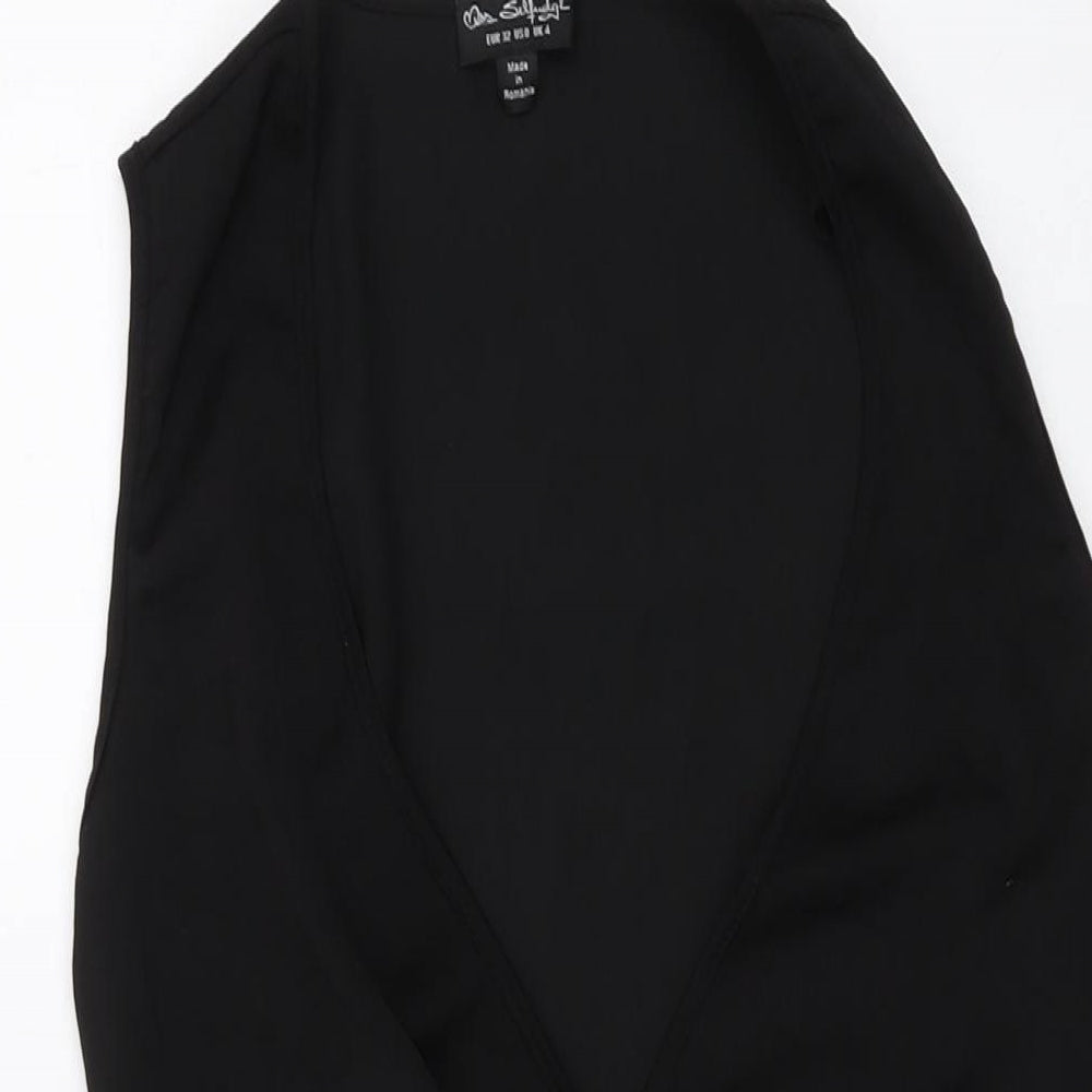 Miss Selfridge Womens Black Polyester Bodysuit One-Piece Size 4 Snap