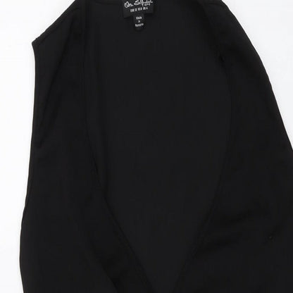 Miss Selfridge Womens Black Polyester Bodysuit One-Piece Size 4 Snap