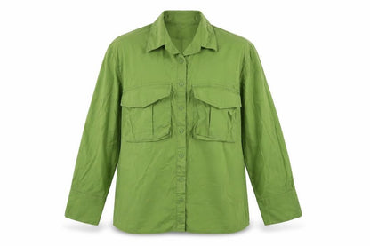 PRETTYLITTLETHING Womens Green Cotton Basic Button-Up Size 2 Collared