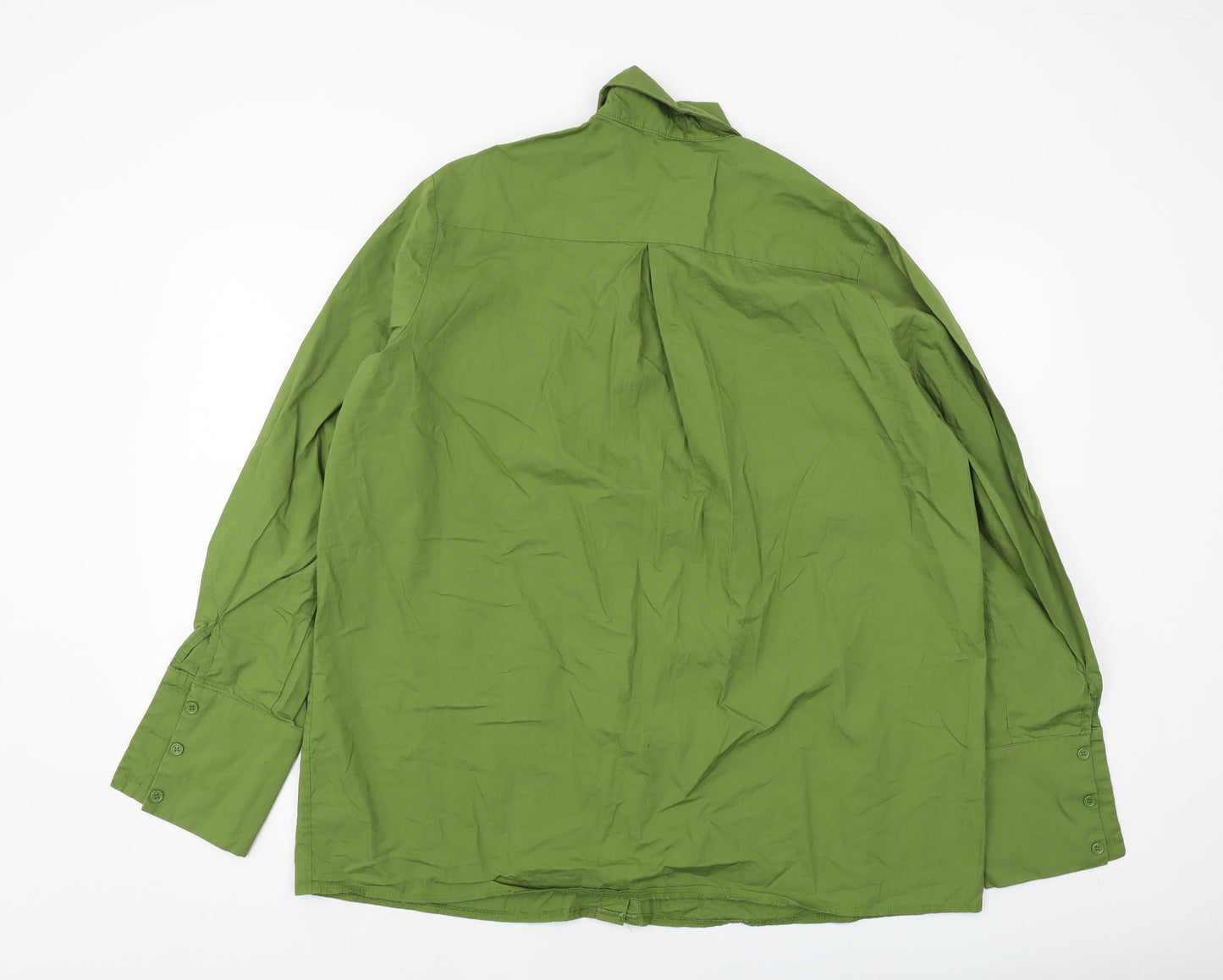 PRETTYLITTLETHING Womens Green Cotton Basic Button-Up Size 2 Collared