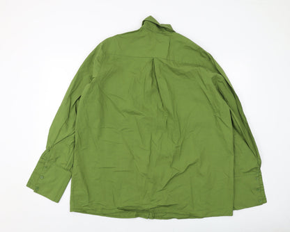 PRETTYLITTLETHING Womens Green Cotton Basic Button-Up Size 2 Collared