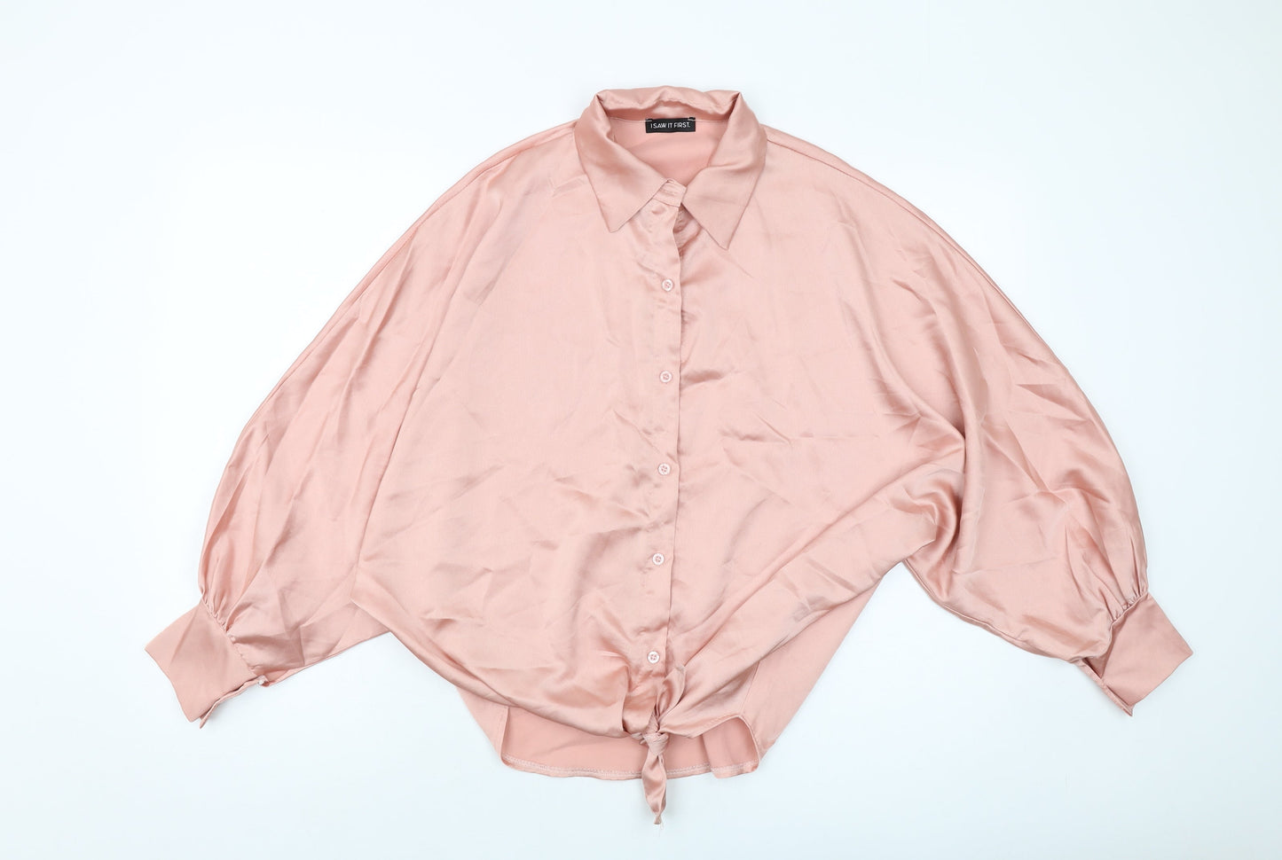 I SAW IT FIRST Womens Pink Polyester Basic Blouse Size 10 Collared