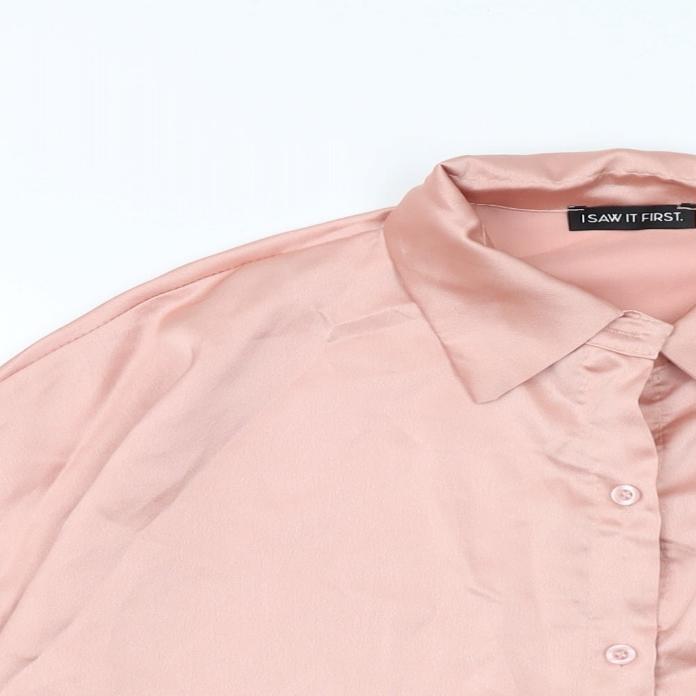 I SAW IT FIRST Womens Pink Polyester Basic Blouse Size 10 Collared