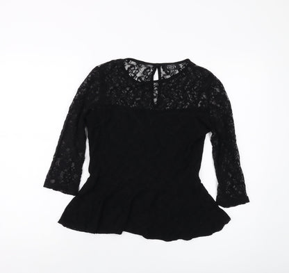 Womens UK Size 10 Lipsy Black Basic Blouse