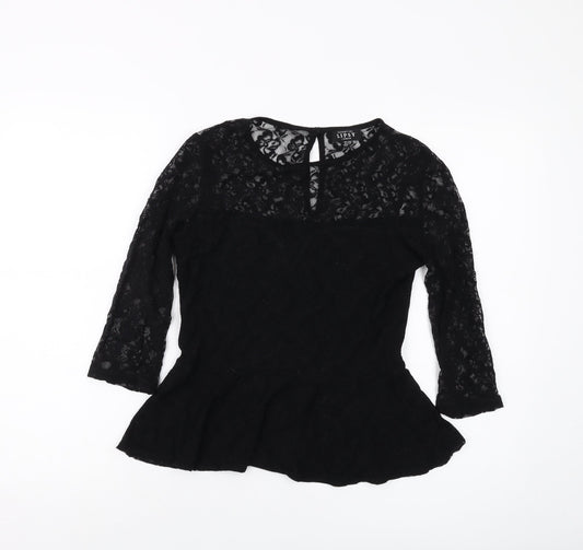 Womens UK Size 10 Lipsy Black Basic Blouse