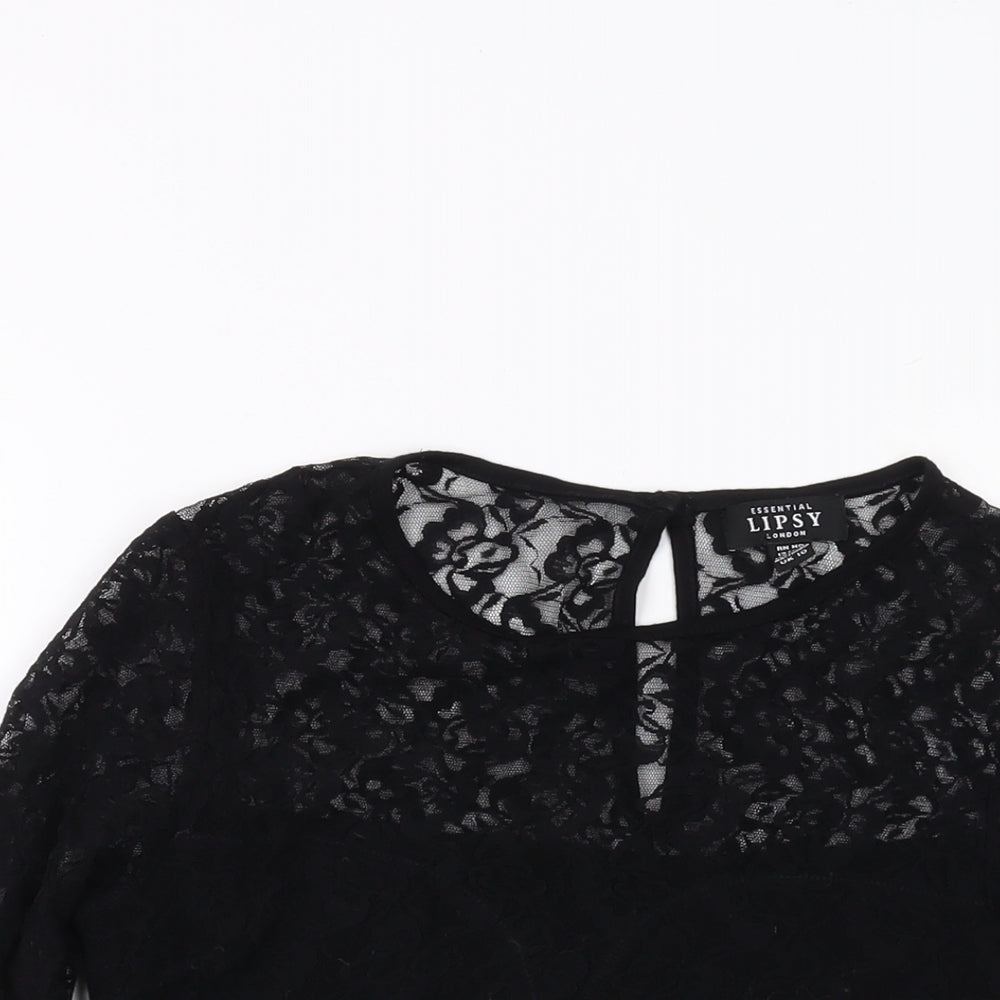 Womens UK Size 10 Lipsy Black Basic Blouse