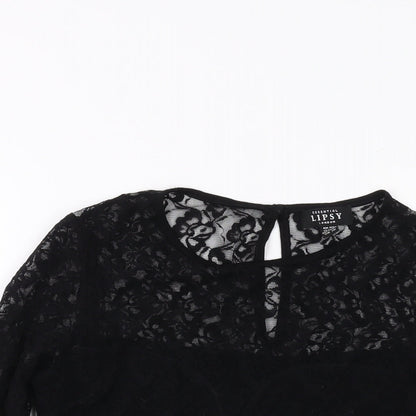 Womens UK Size 10 Lipsy Black Basic Blouse