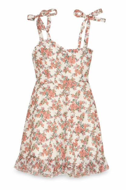 Nasty Gal Womens Pink Floral Polyester A-Line Size 12 Square Neck Zip