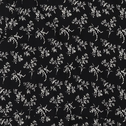 H&M Womens Black Floral Polyester A-Line Size 10 V-Neck Pullover