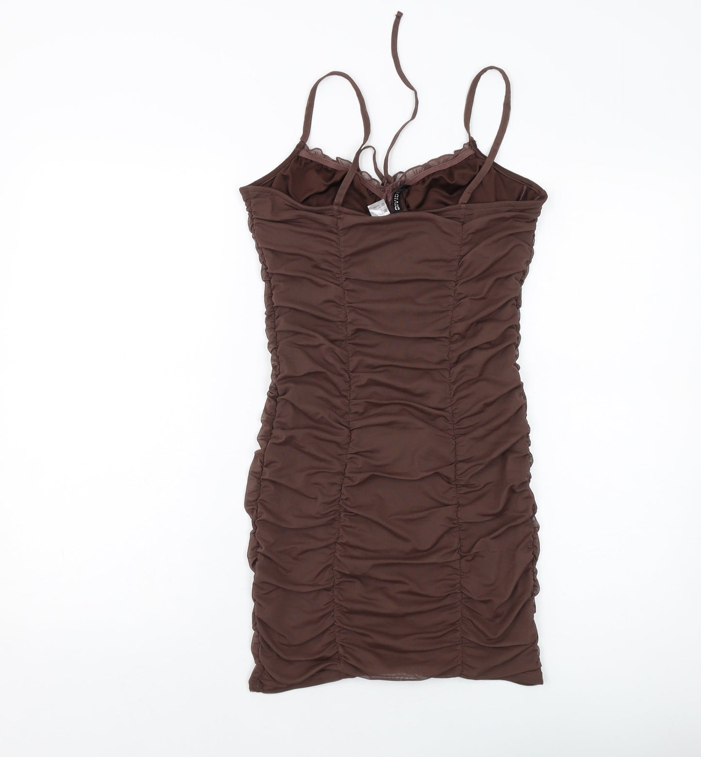 H&M Womens Brown Polyester Mini Size S Square Neck Pullover