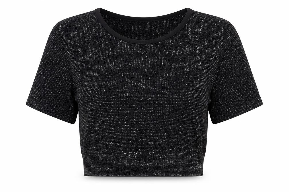 Womens UK Size M PRETTYLITTLETHING Black Cropped T-Shirt