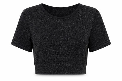Womens UK Size M PRETTYLITTLETHING Black Cropped T-Shirt