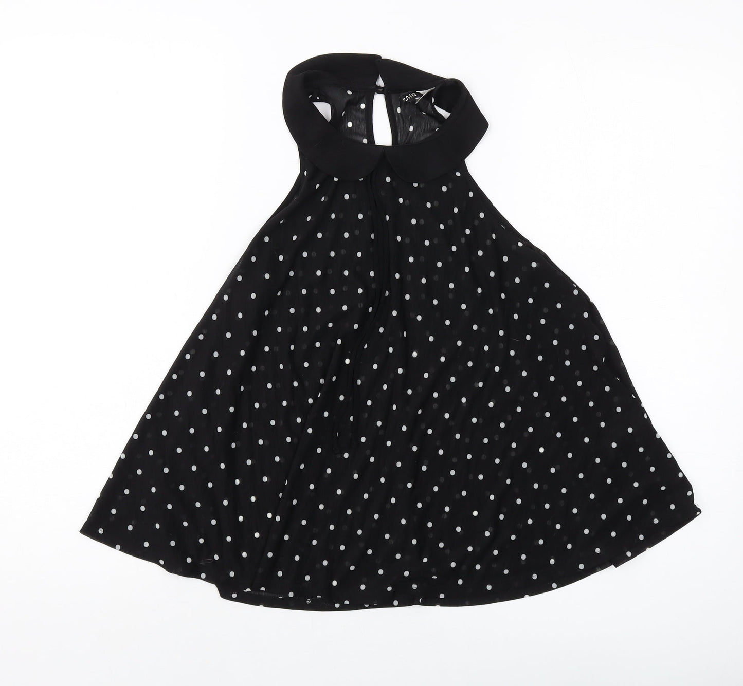 H&,M Womens Black Polka Dot Polyester Basic Blouse Size 8 Collared