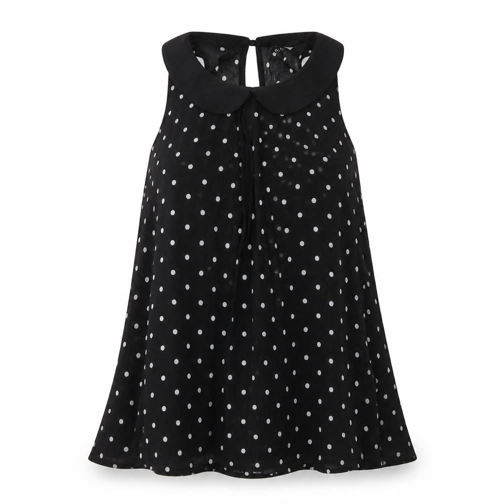 H&M Womens Black Polka Dot Polyester Basic Blouse Size 8 Collared
