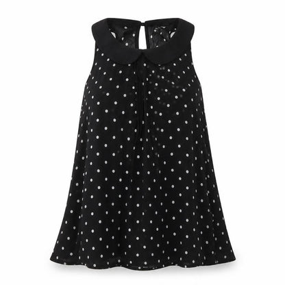 H&M Womens Black Polka Dot Polyester Basic Blouse Size 8 Collared