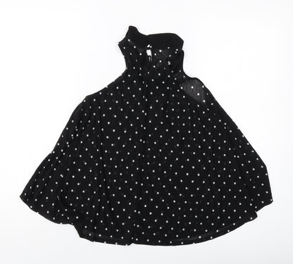 H&,M Womens Black Polka Dot Polyester Basic Blouse Size 8 Collared