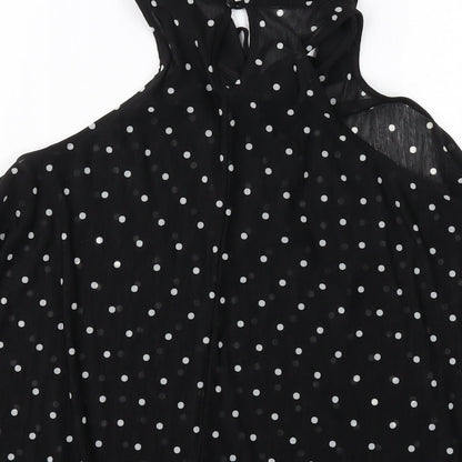 H&,M Womens Black Polka Dot Polyester Basic Blouse Size 8 Collared