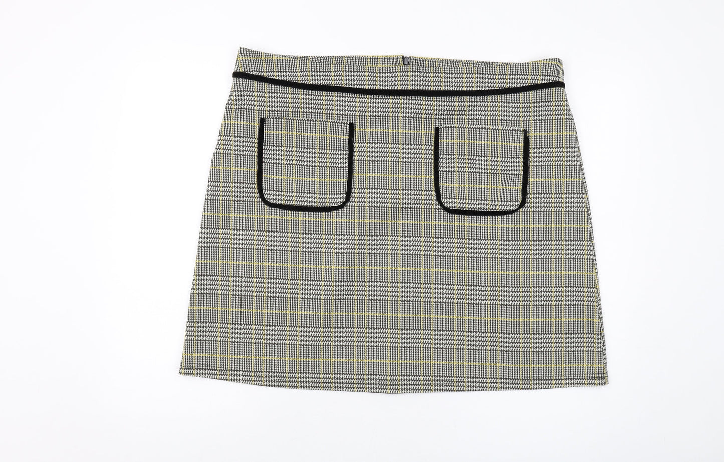 Dorothy Perkins Womens Gold Plaid Polyester Mini Skirt Size 20 Zip