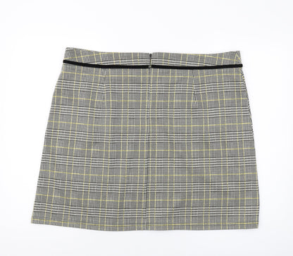 Dorothy Perkins Womens Gold Plaid Polyester Mini Skirt Size 20 Zip