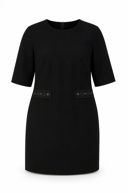 H&M Womens Black Polyester A-Line Size 14 Round Neck Zip