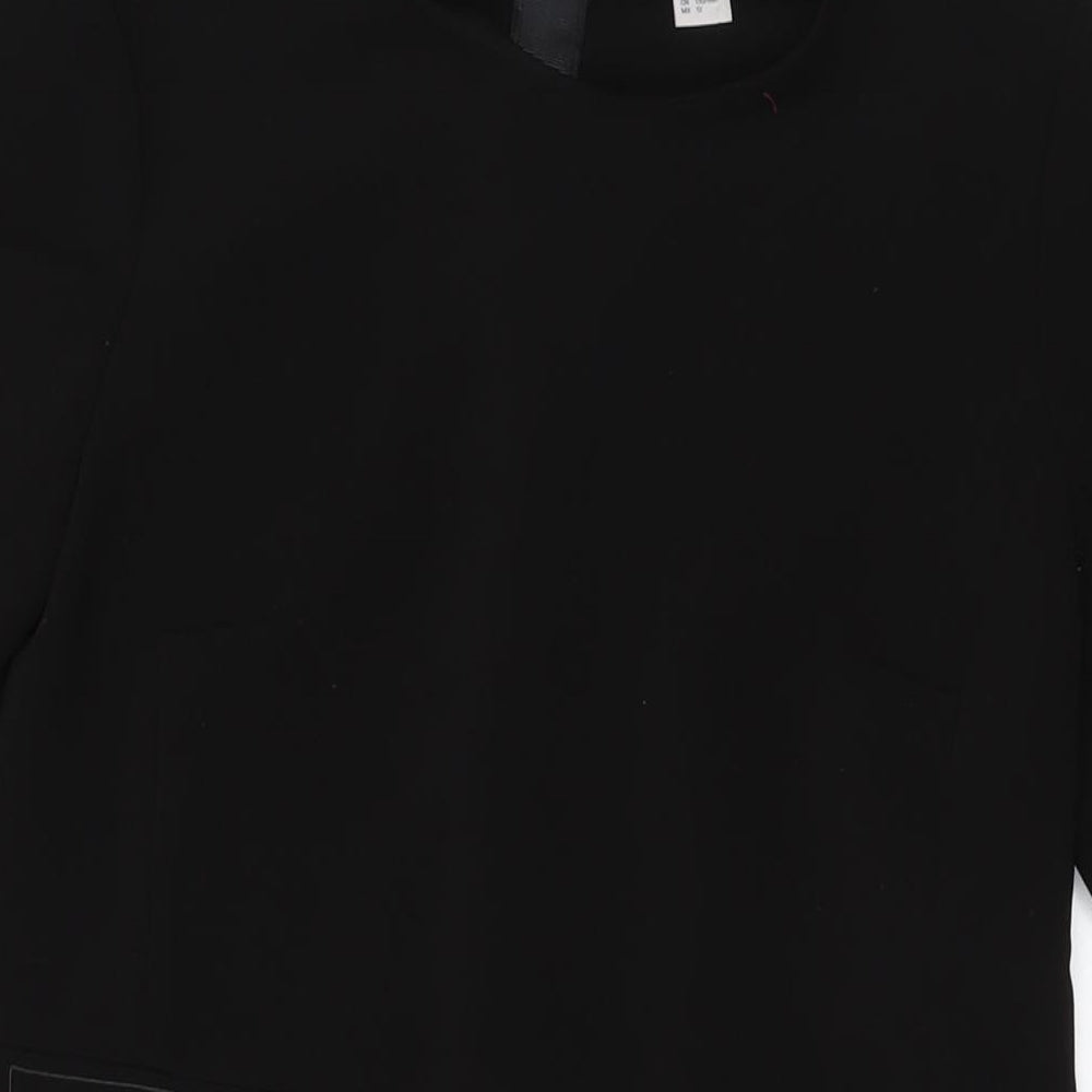 H&M Womens Black Polyester A-Line Size 14 Round Neck Zip