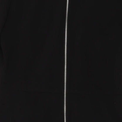 H&M Womens Black Polyester A-Line Size 14 Round Neck Zip