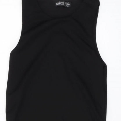 Boohoo Womens Black Polyester Mini Size 6 Round Neck Pullover