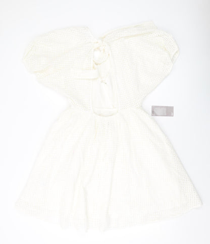 H&M Womens Ivory Cotton A-Line Size 10 V-Neck Pullover
