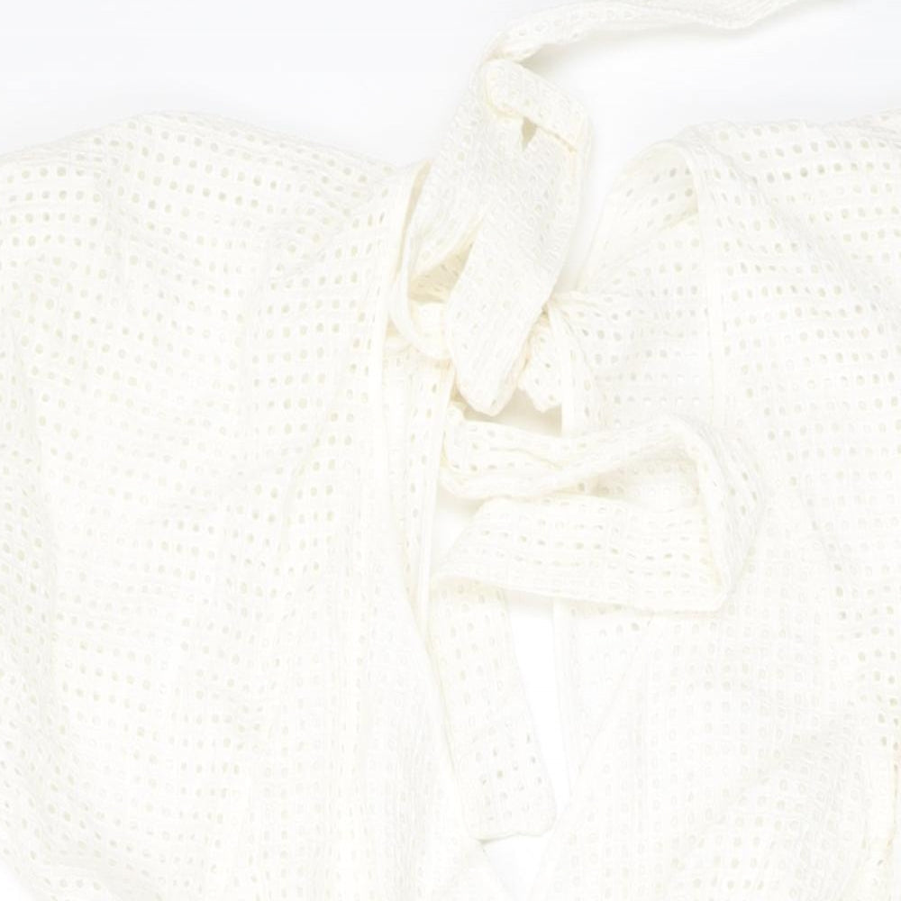 H&M Womens Ivory Cotton A-Line Size 10 V-Neck Pullover