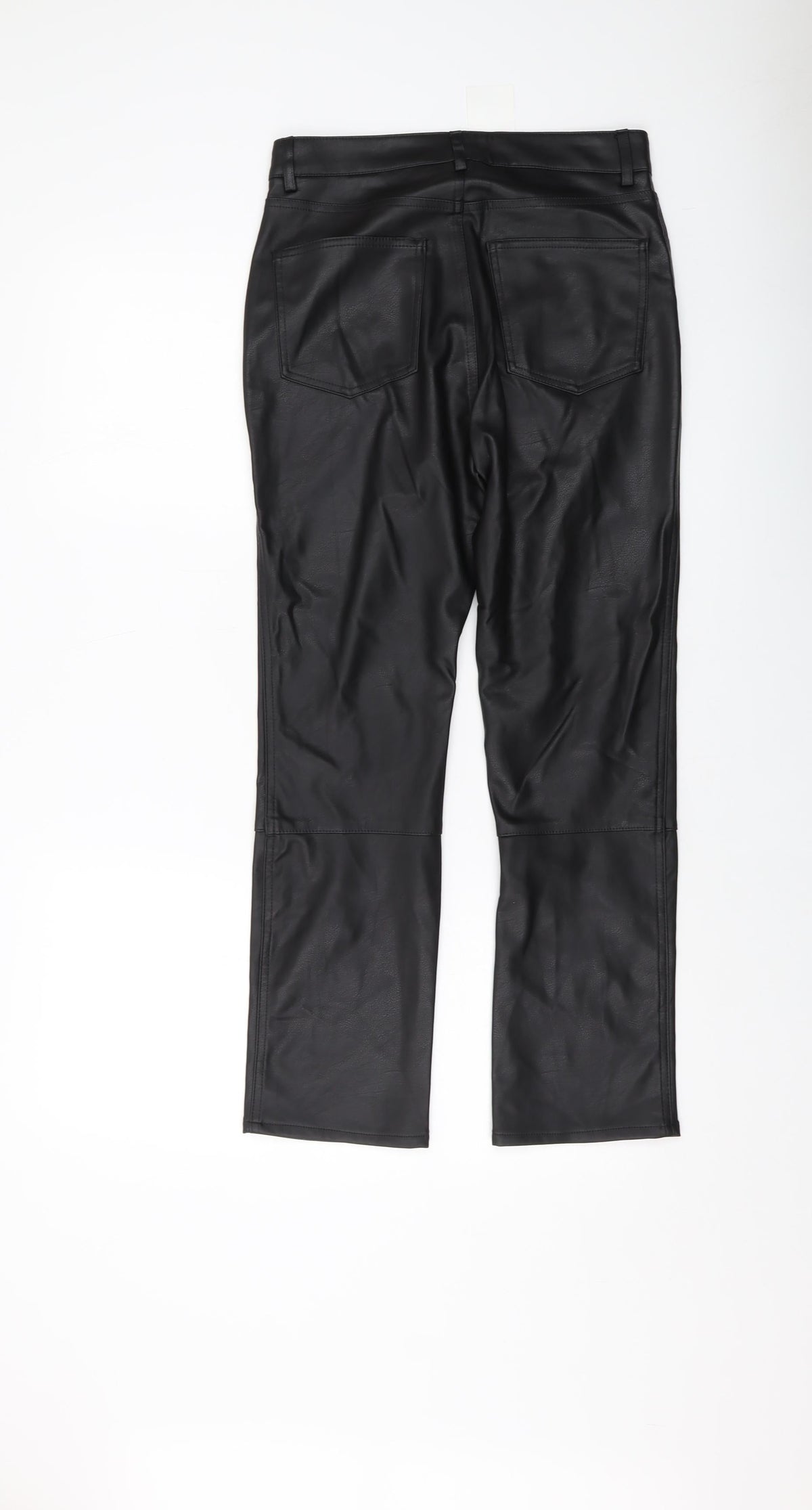 H&M Womens Black Polyester Trousers Size 10 L26 in Regular Button