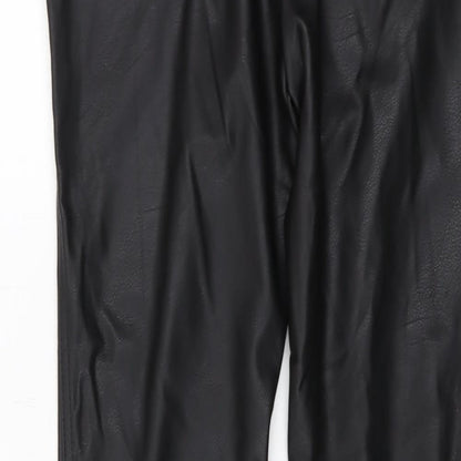 H&M Womens Black Polyester Trousers Size 10 L26 in Regular Button