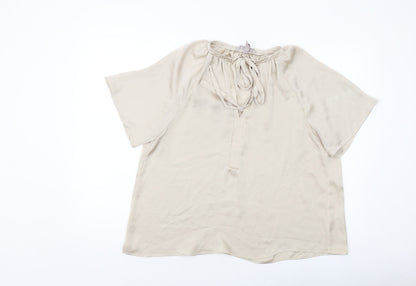 Womens UK Size XS H&M Beige Basic Blouse
