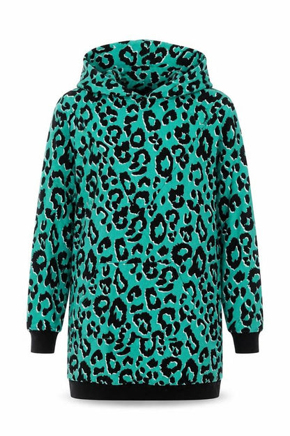 Tilbed Womens Green Animal Print Cotton Pullover Hoodie Size M Pullover