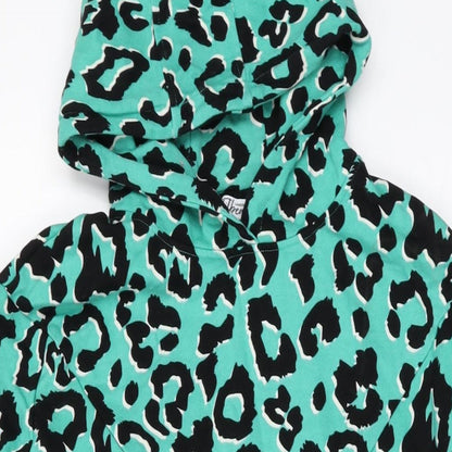 Tilbed Womens Green Animal Print Cotton Pullover Hoodie Size M Pullover