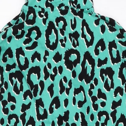 Tilbed Womens Green Animal Print Cotton Pullover Hoodie Size M Pullover