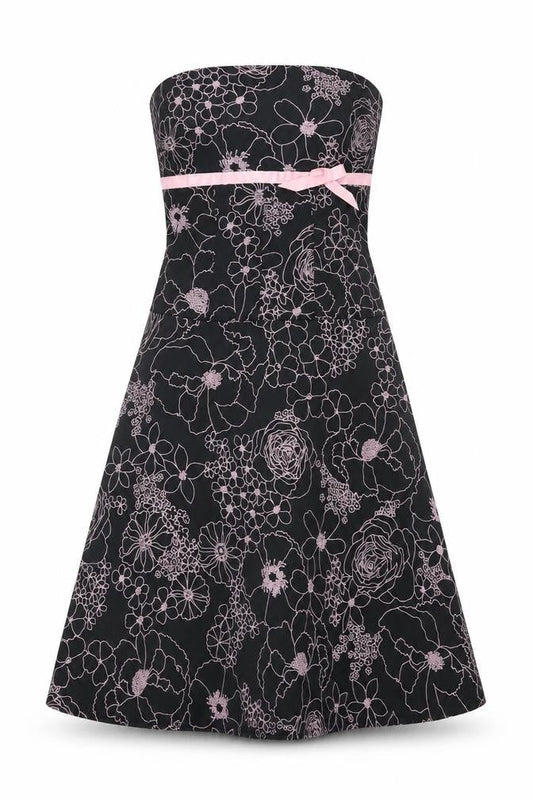 Lipsy Womens Black Geometric Cotton A-Line Size M Square Neck Zip