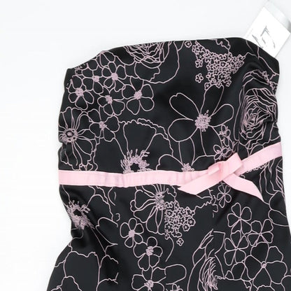 Lipsy Womens Black Geometric Cotton A-Line Size M Square Neck Zip