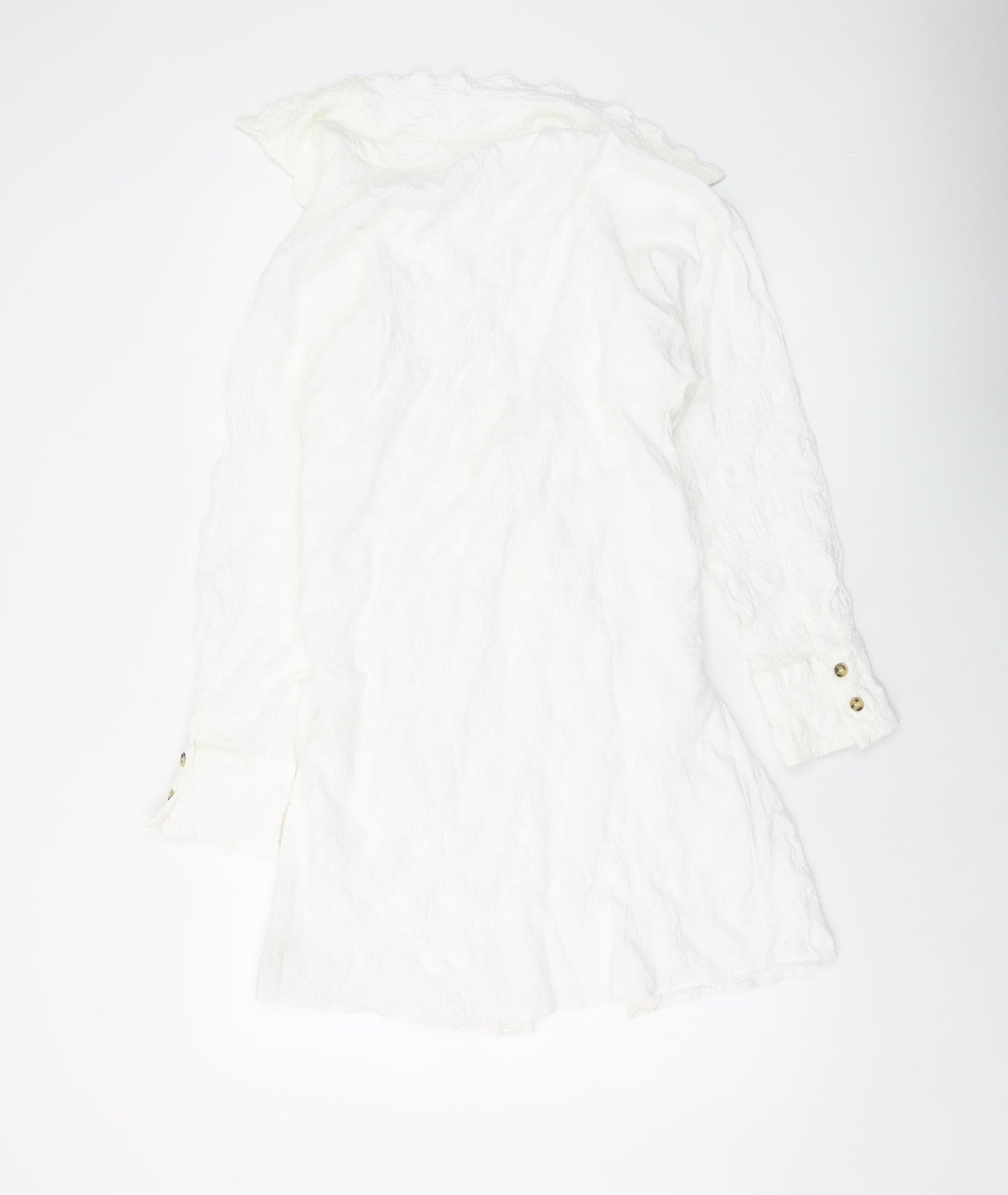 Showpo Womens Ivory Cotton Shirt Dress Size 12 V-Neck Button