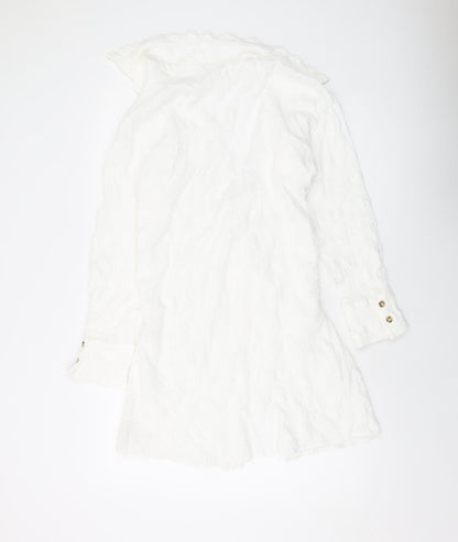 Showpo Womens Ivory Cotton Shirt Dress Size 12 V-Neck Button