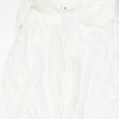 Showpo Womens Ivory Cotton Shirt Dress Size 12 V-Neck Button