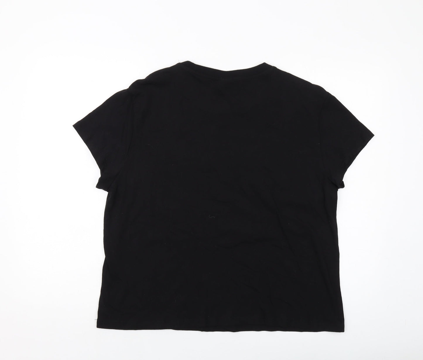 H&M Womens Black Cotton Basic T-Shirt Size L Crew Neck