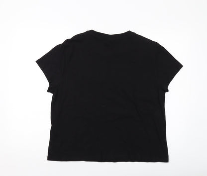 H&M Womens Black Cotton Basic T-Shirt Size L Crew Neck
