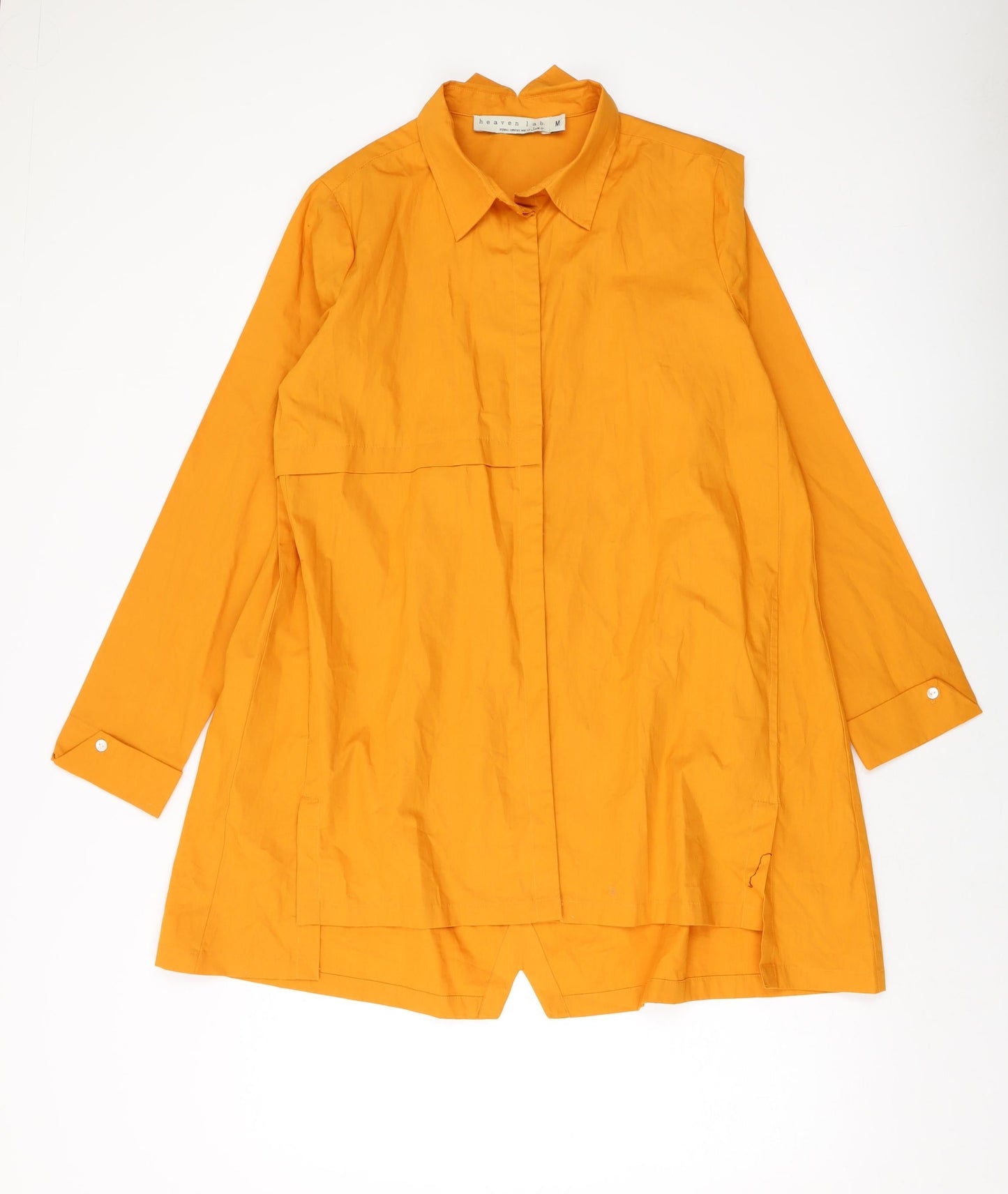 Heaven Lab Womens Orange Polyester Tunic Button-Up Size M Collared