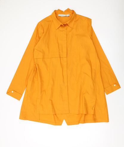 Heaven Lab Womens Orange Polyester Tunic Button-Up Size M Collared