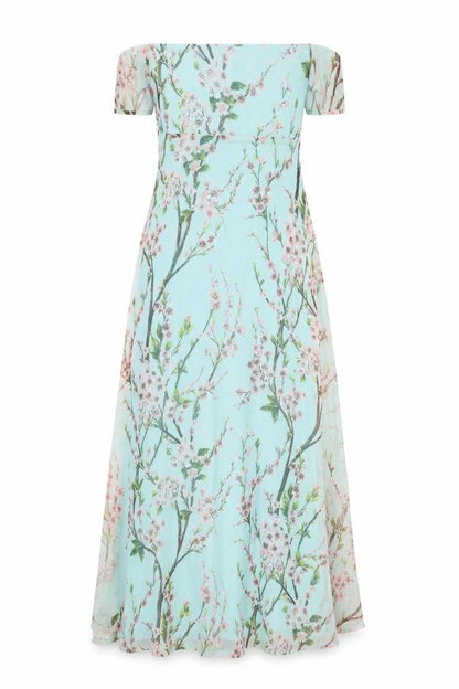 Boohoo Womens Blue Floral Polyester A-Line Size 10 Square Neck Zip
