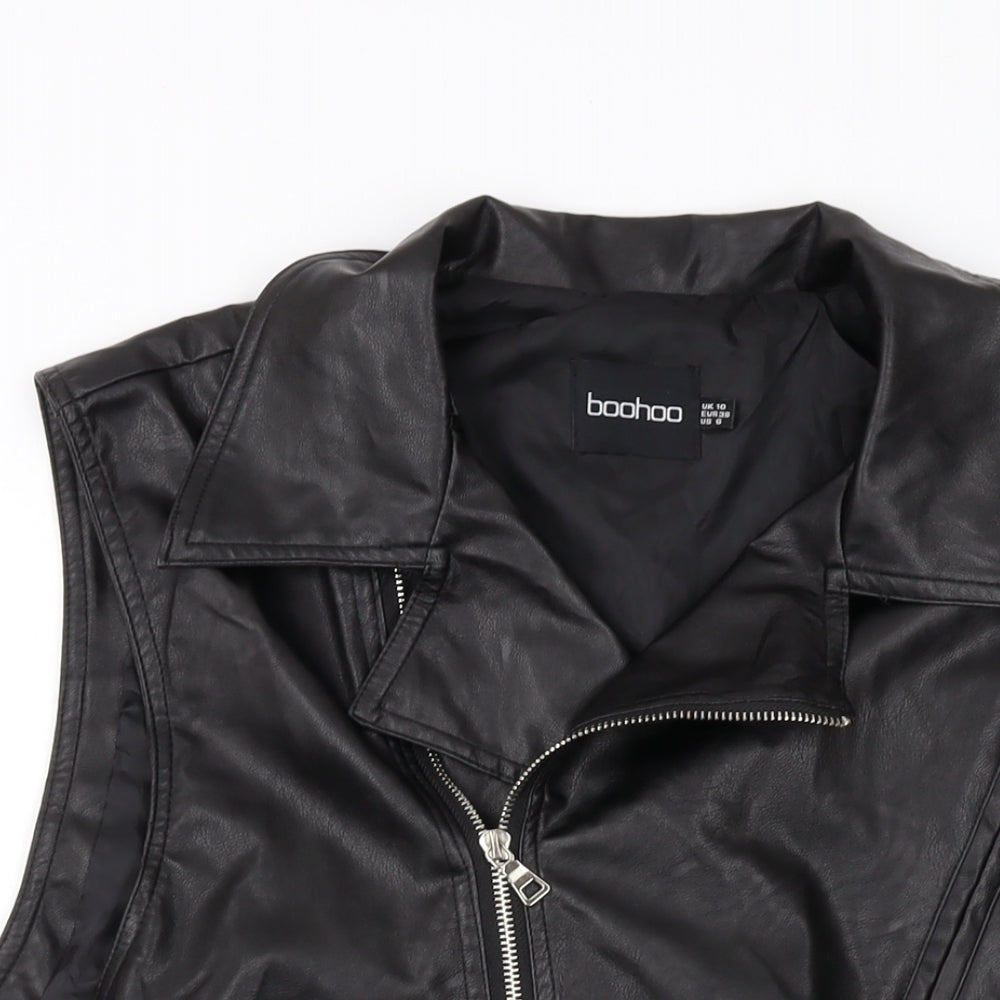 Booho Womens Black Biker Waistcoat Size 10 Zip