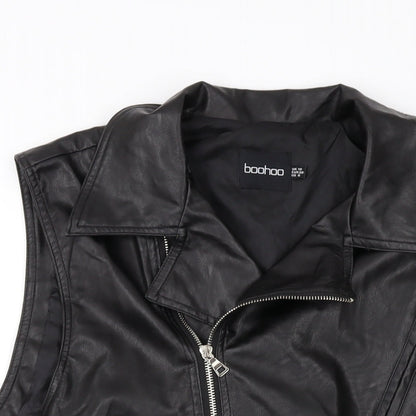 Booho Womens Black Biker Waistcoat Size 10 Zip