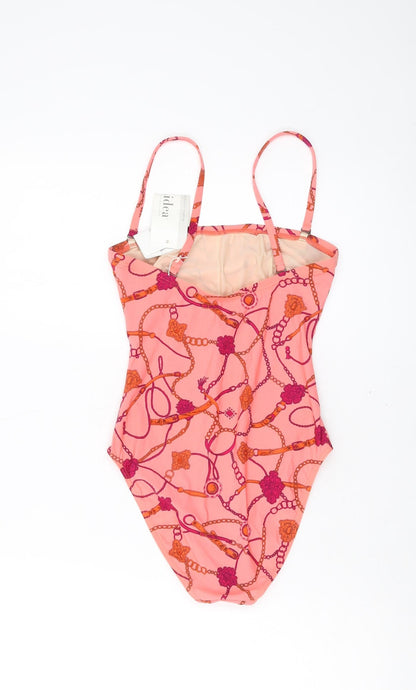 Lidea Womens Pink Geometric Polyester One Piece Size 10