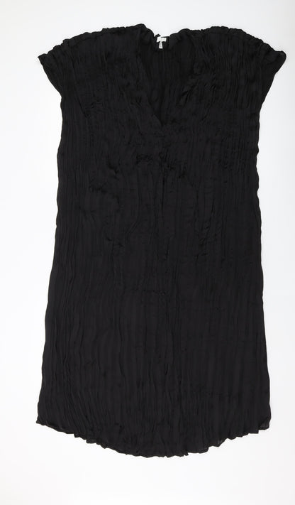 H&M Womens Black Polyester A-Line Size L V-Neck Pullover